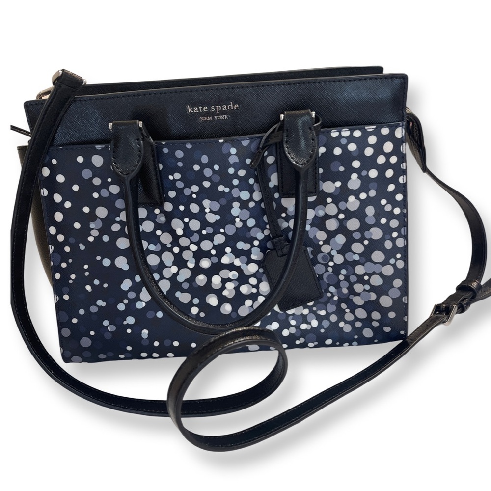 Kate Spade Cameron Soiree Dot Medium Satchel Navy Saffiano Leather Crossbody